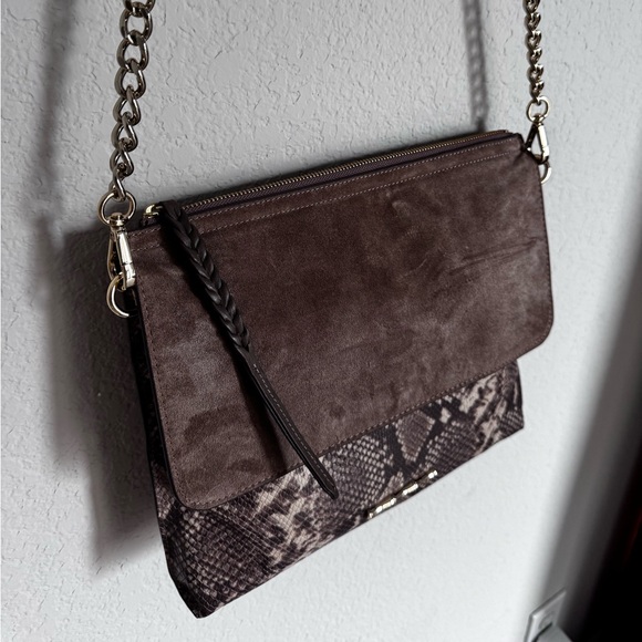 Elaine Turner Convertible bag taupe suede and snakeskin - Picture 1 of 6